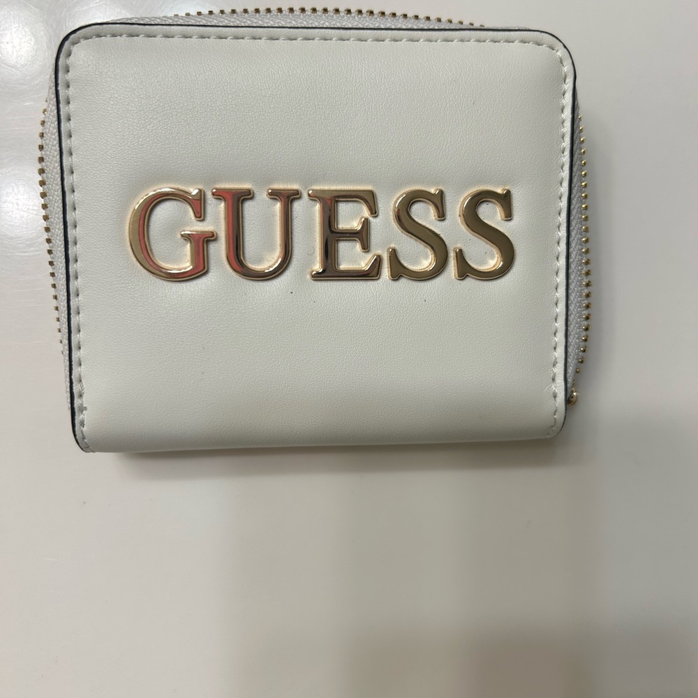 Guess Ivory Wallet with Gold Lettering